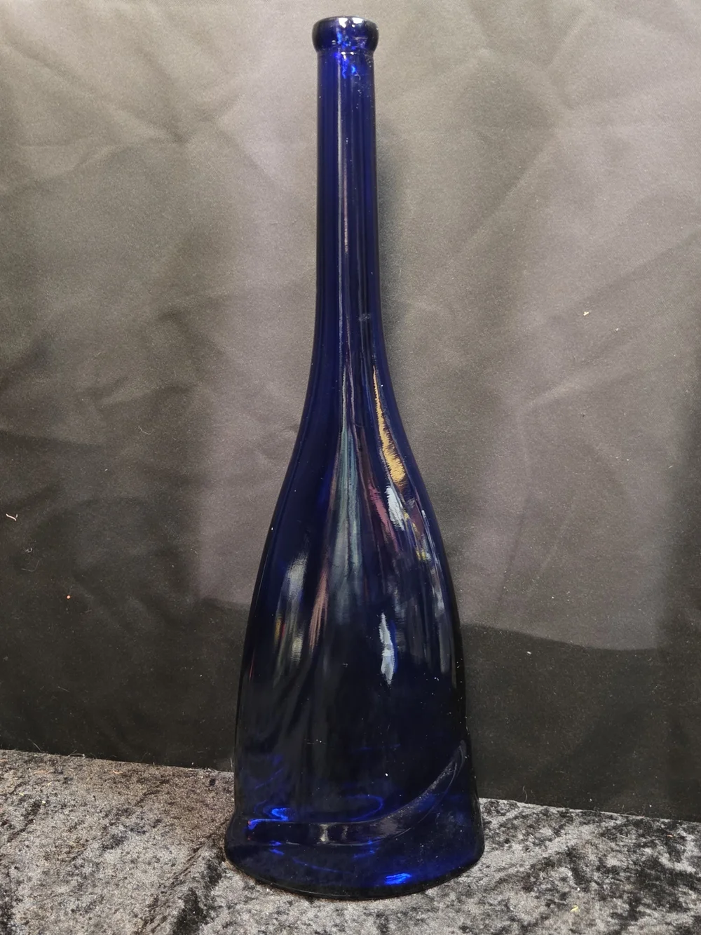 Blue Cobalt Bottle Art Glass Long Neck Decanter Suncatcher Tall 19
